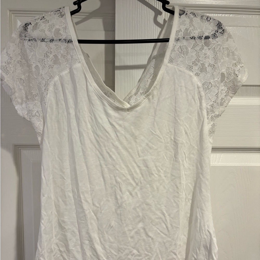 Express White Lace Sleeve Women's Top